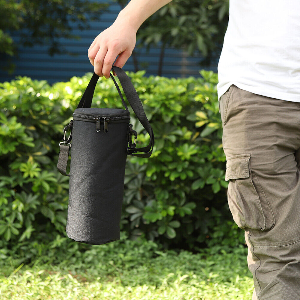 Outdoor Gas Canister Lamp Storage Bag Portable Water Bottle Cover (Black L)