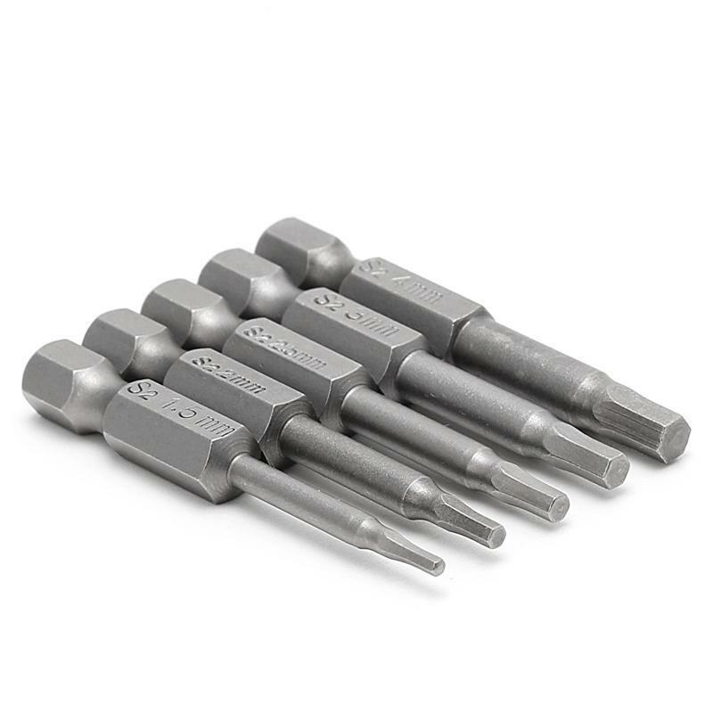 5 Pcs Magnetic Hexagon Screwdriver S2 Steel 1/4" Hex Shank 50mm Power Drill Bit