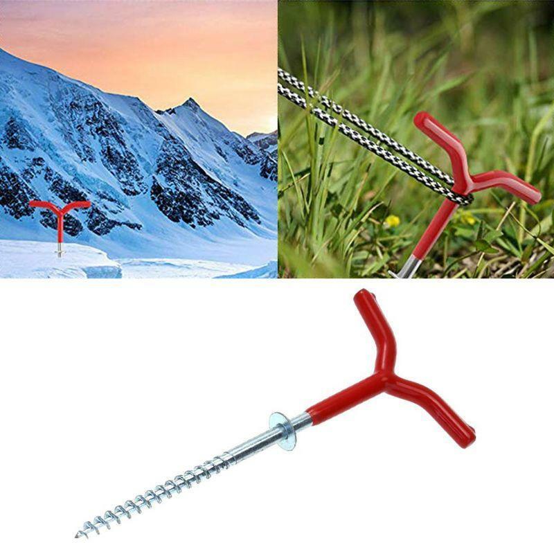 Camping Tent Stake Ice Fishing Screw Rod Stand Screw Thread Ground Anchor Holder