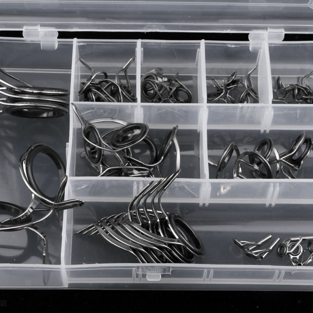 45Pieces Fishing Rod  Guides  Eye Rings Replacement Repair