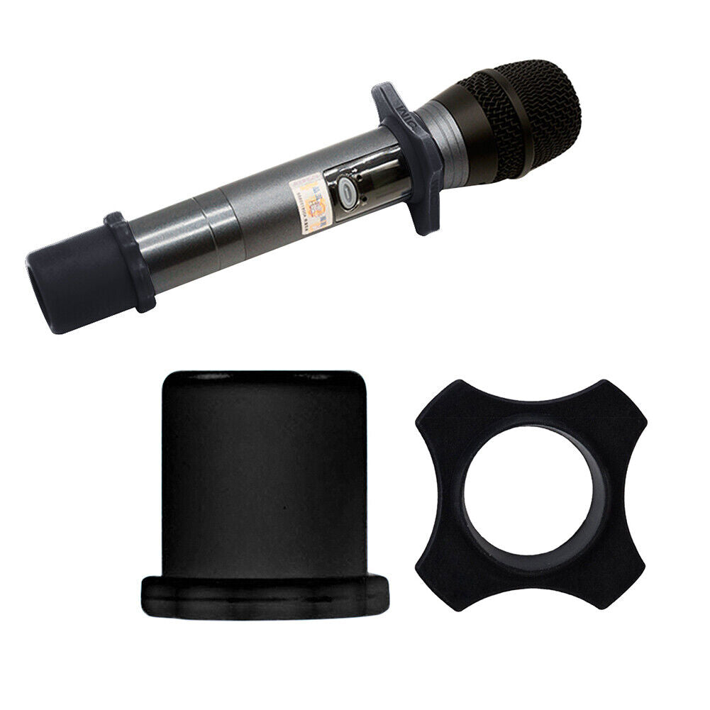 2pcs Wireless Microphone Anti-Rolling Ring Mic Bottom Sleeve Set (Black)
