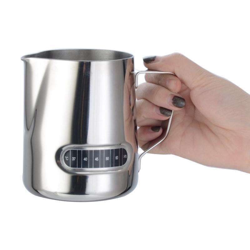 600ml Stainless Steel Milk Frothing Pitcher with Temperature Sensor Coffee Jug