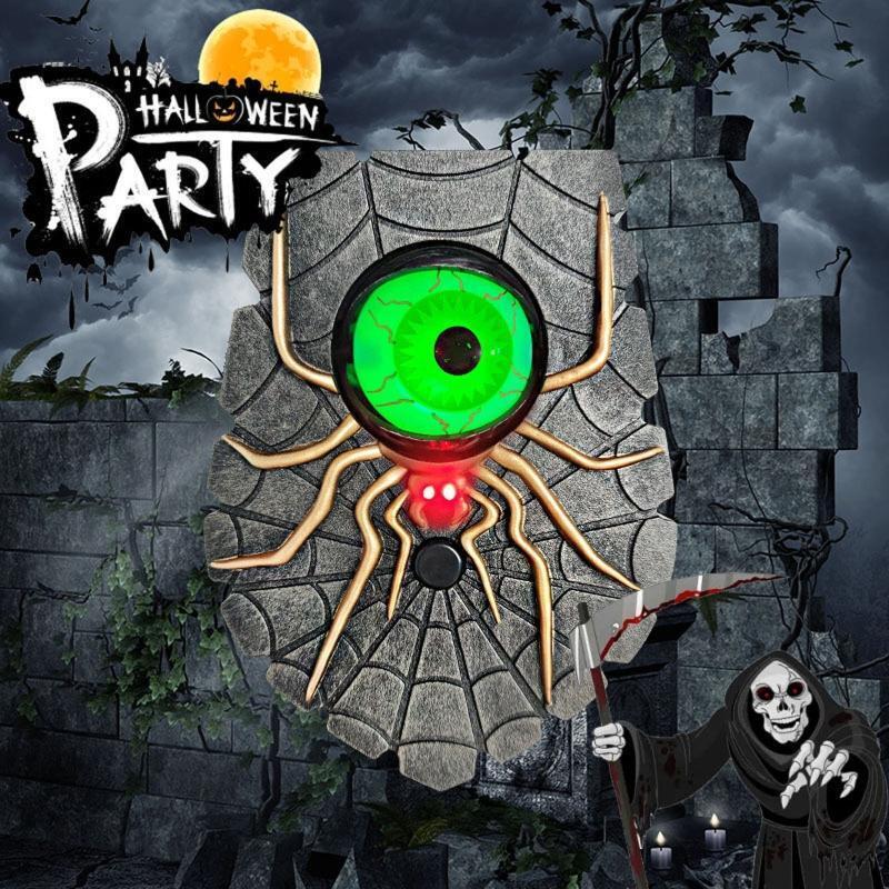 Animated Eyeball Doorbell, Talking Doorbell Decor with Spooky Sound & Green Glow