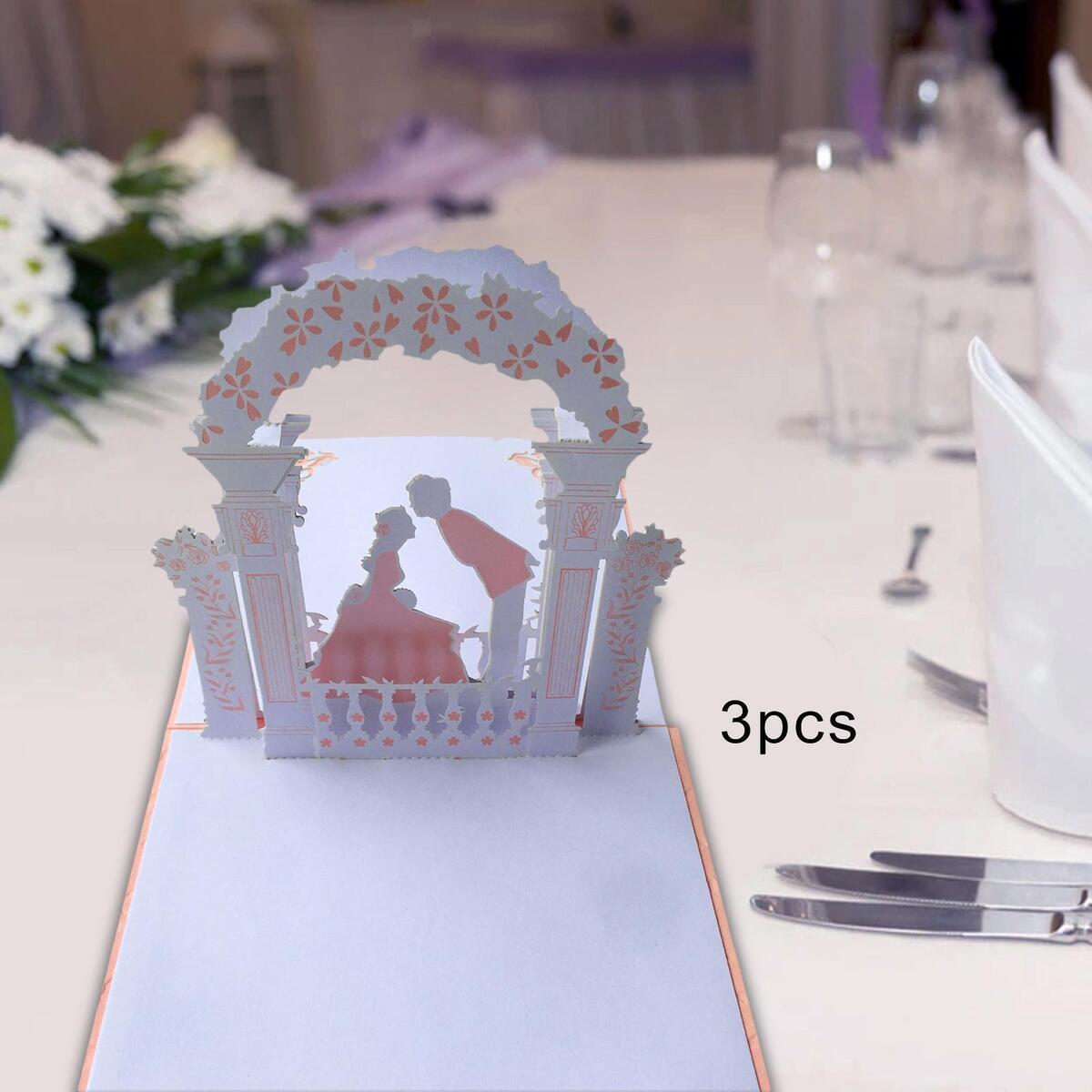 3Pcs Wedding Invitations Cards Greeting Card for Wedding Ornaments Decor