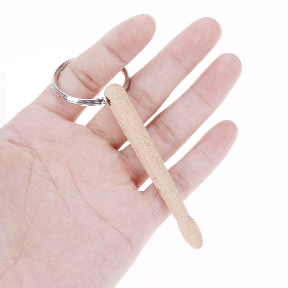 Beech Wood Drumstick Key Ring Mini Multi-functional Drum Stick Key Chain(1)