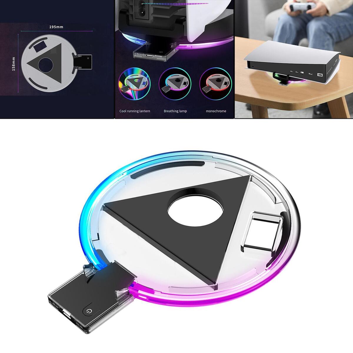PS5 LED RGB Luminous Base High Efficiency Game Accessories Low Noise Plug and