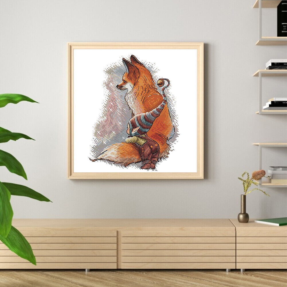 Partial Embroidery DIY Fox Dwarf Needlework 14CT Counted Kit Cross Stitch
