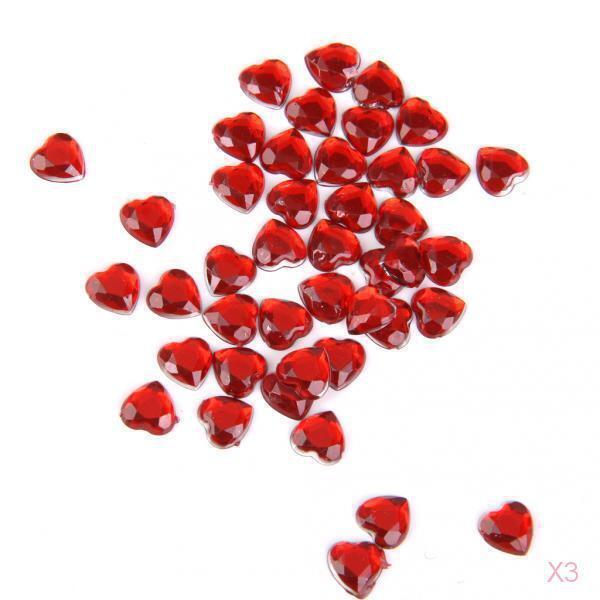 1200 Pieces 8mm Heart Rhinestone Embellishment Wedding Decoration Red