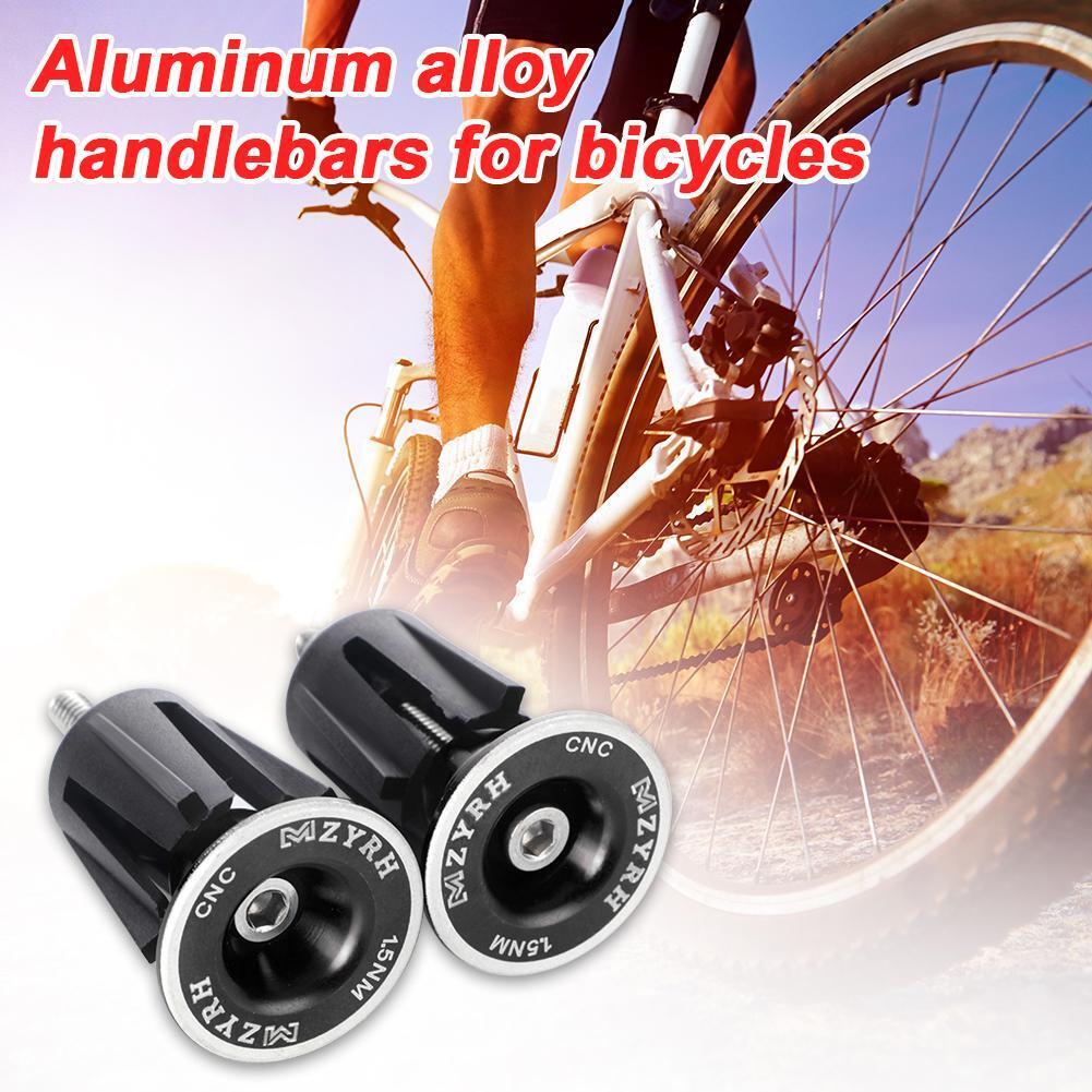 1 Pair Aluminum Bicycle Handlebar Cap Grip Bike Handlebar End Plug (Black)