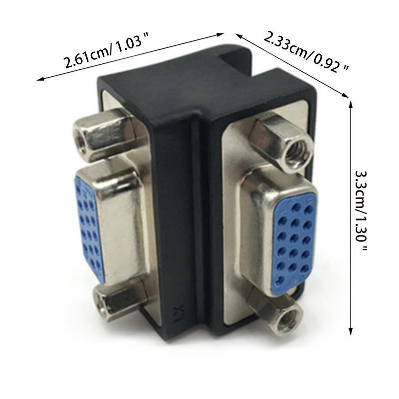 Black Right Angle VGA 15 Female to 15 Female 90° Adapter More Convenient