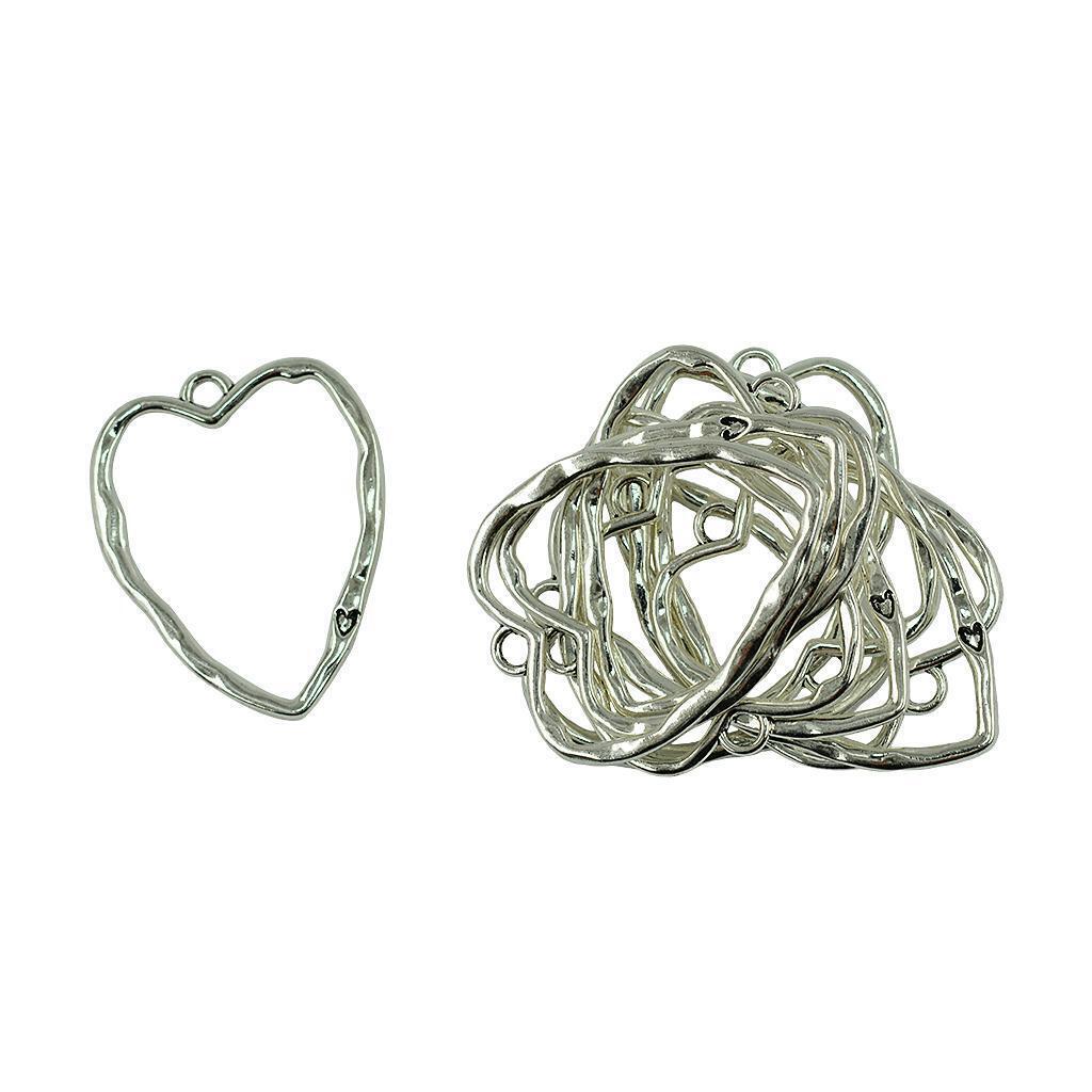 20PCS ALLOY LOVE HEART HOLLOW OUT CHARM NECKLACE PENDANT DIY JEWELRY 50x41mm