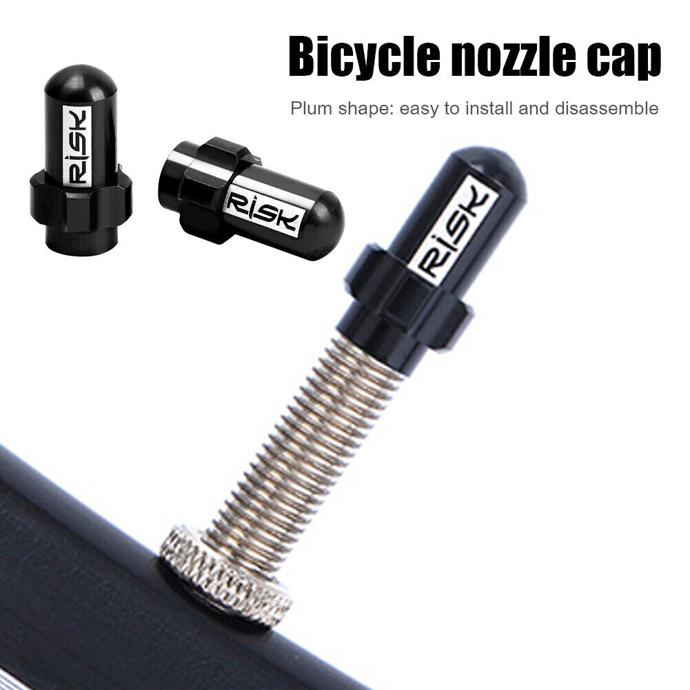 2pcs RISK MTB Bike Tire Valve Cap Inner Tube Valve Dust Cover (Black FV18)