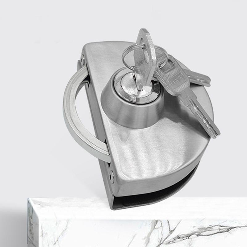 Frameless Glass Door Lock With Key Stainless Steel Anti-Theft Bolt Locks