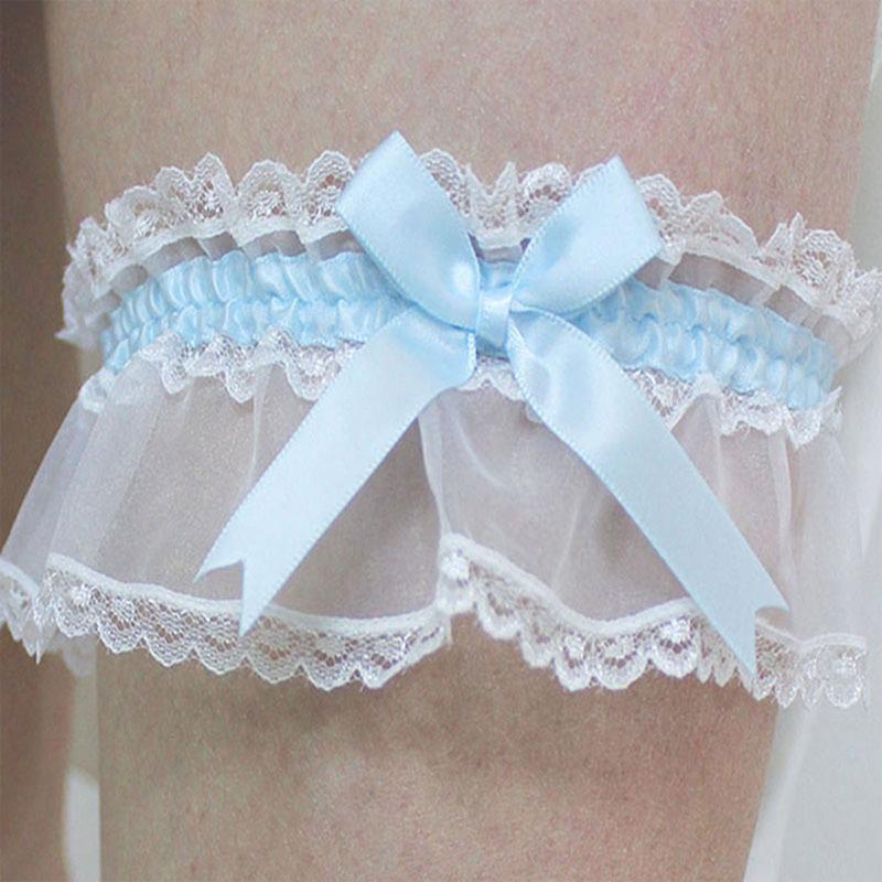 Elegant Garter Wedding Day Blue Lace Bow Garter Women Girls Costume Accessory