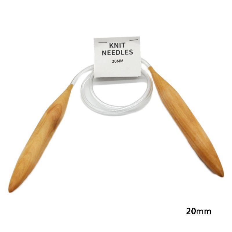 3pcs 15/20/25mm Circular Wood Knitting Needles Plastic Tube Sweater Crochet Hook