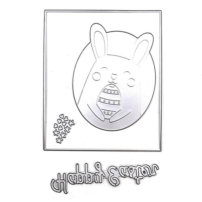 Happy Easter Rabbit Metal Cutting Dies Stencil DIY Scrapbooking Embossing Tool
