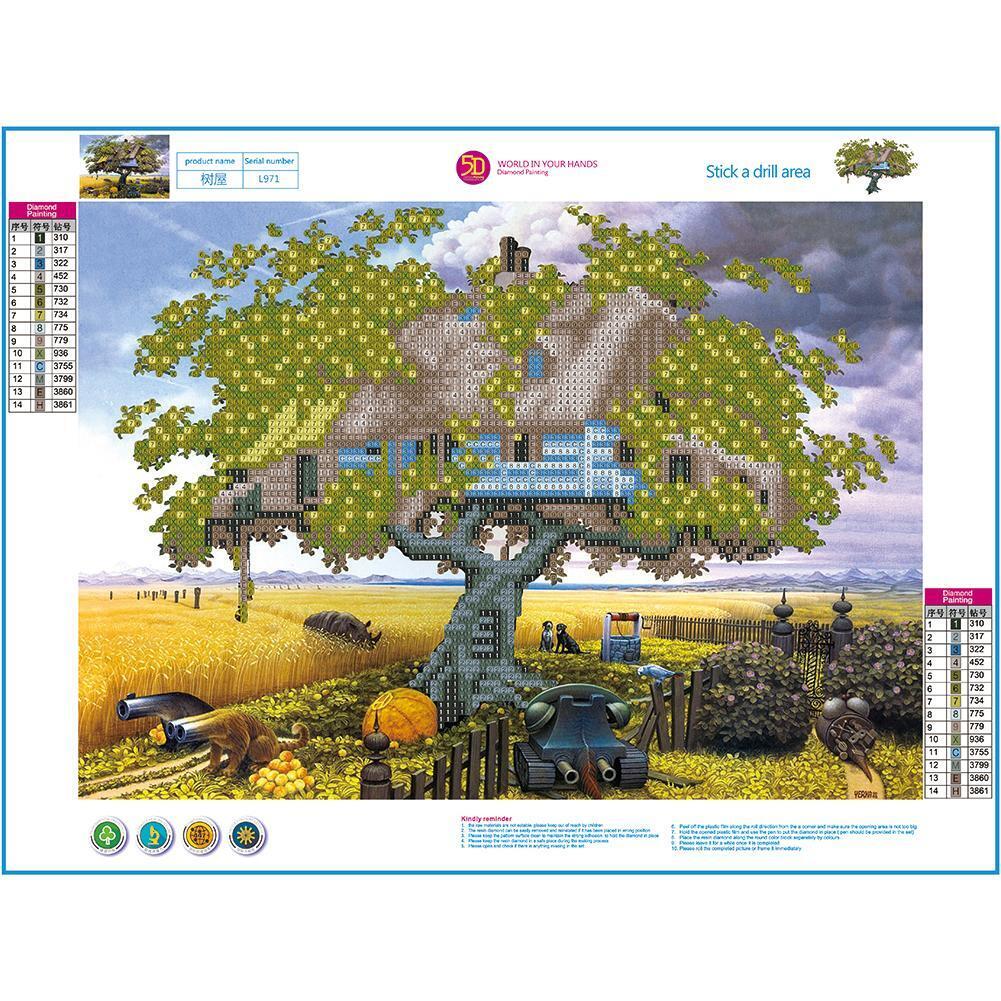 Square Drill 5D DIY Diamond Painting Tree House Embroidery Cross Stitch