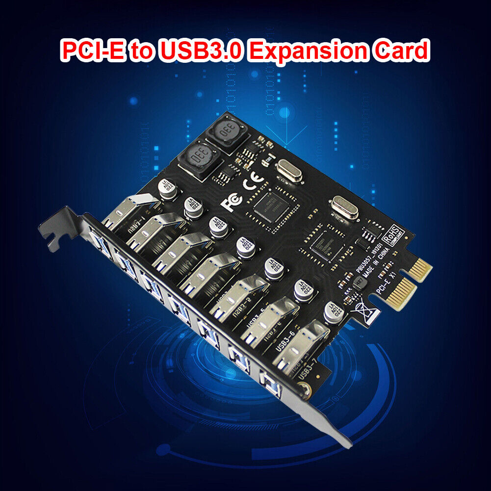 USB PCI-E Expansion Card High Speed 7 Ports USB 3.0 PCI Express HUB Adapter