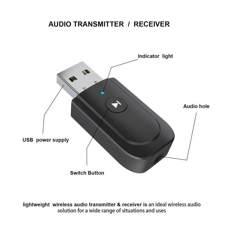 3 in1 Wireless Car 3.5mm Audio Adapter Mini Bluetooth-compatible 5.0 Transmitter