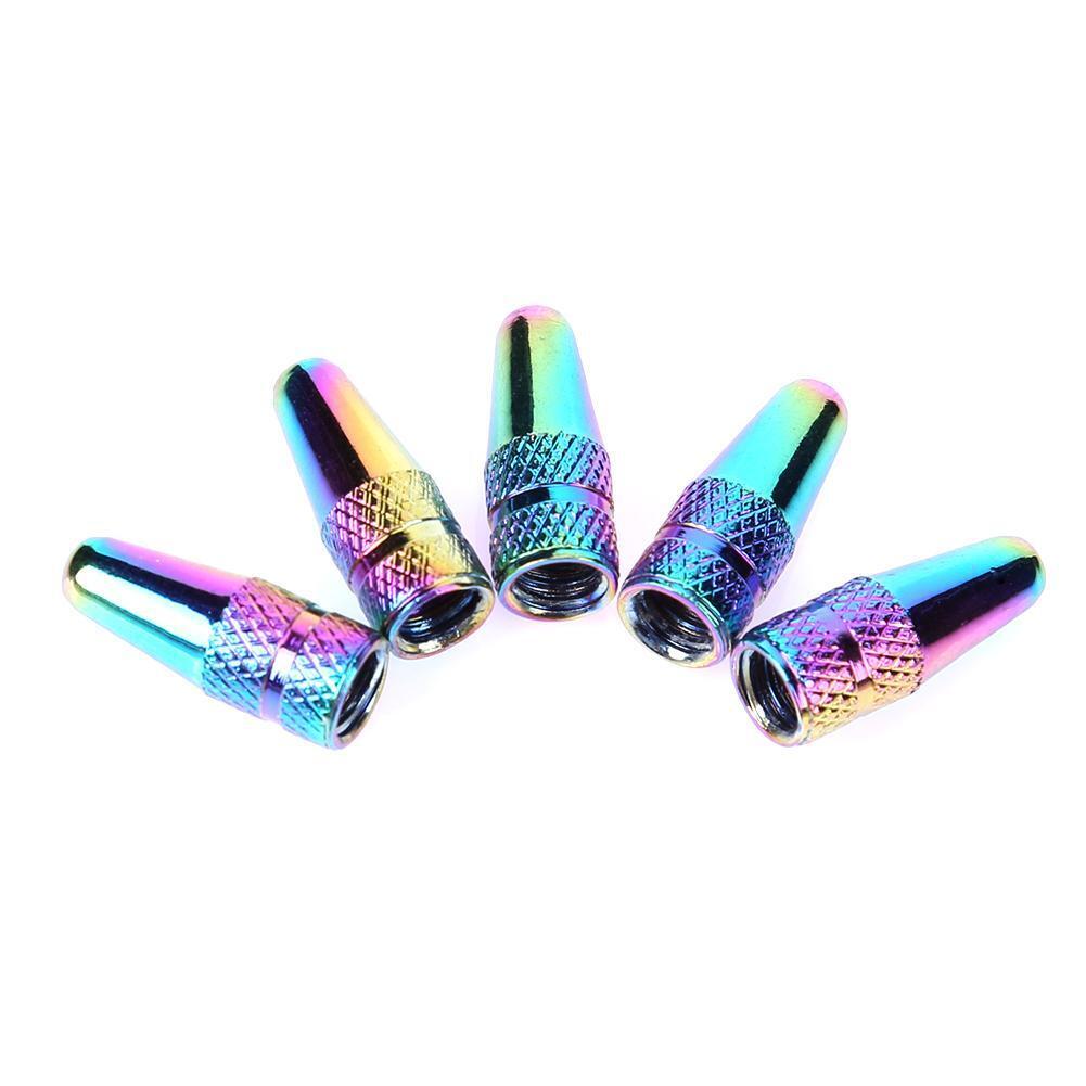5pcs Rainbow Color Bicycle Aluminum High Pressure Caps for Presta Valves