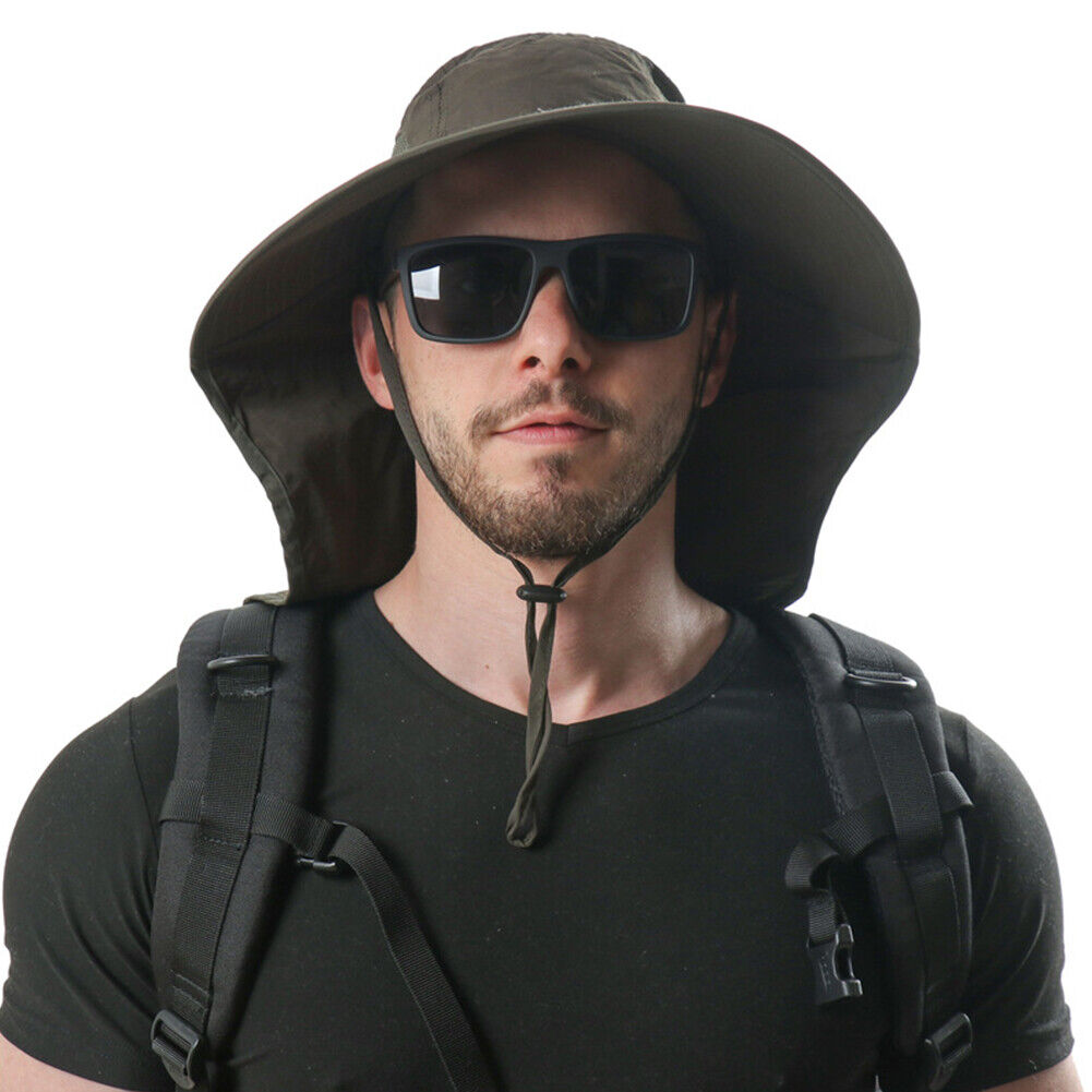 Fishing Sun Hat UV Protection Neck Cover Outdoor Sunshade Cap (Dark Grey)