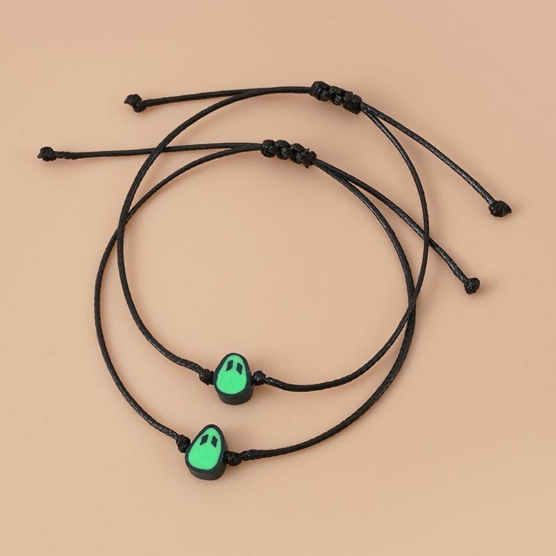 2Pcs Bff Matching Bracelet Relationship Bracelets with Green Alien Charm Pendant