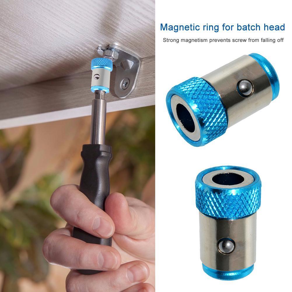 1/4 inch Screwdriver Bits Batch Head Magnetic Ring Screwlock Sleeve (Blue)