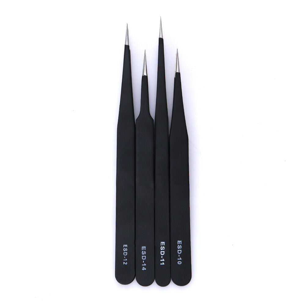 6pcs Safe Stainless Steel Anti-static Tweezers Maintenance Tool Kits