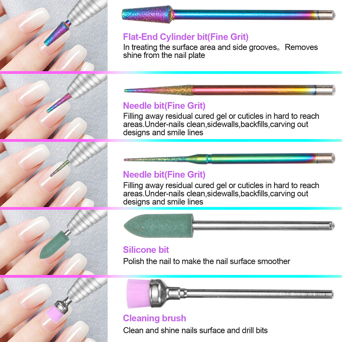 Nail Drill Bit Set Manicure Files Tungsten Steel Nail Files Manicure