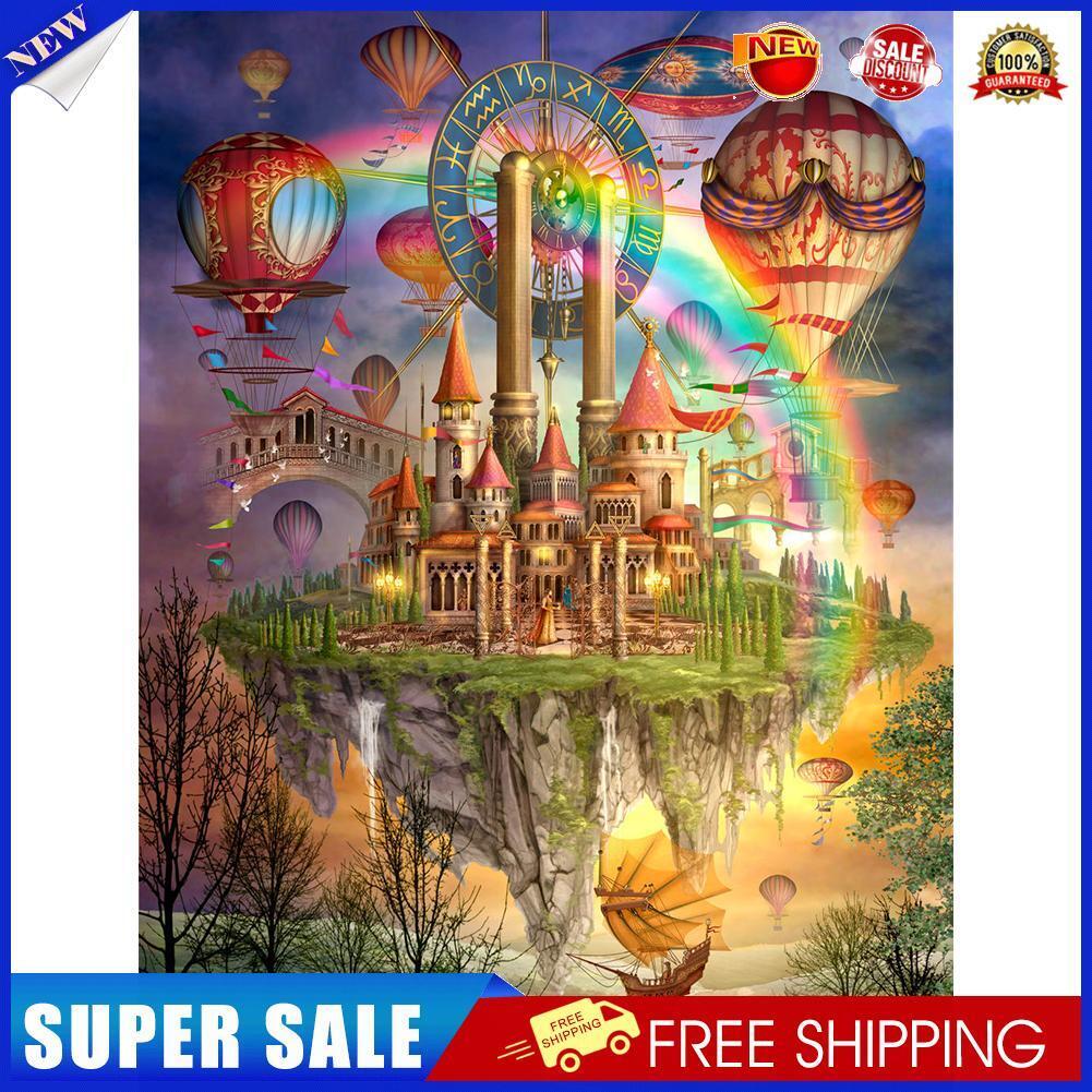 Sky City and Rainbow Full Embroidery Set 11CT Stamped Print Home Wall Decor