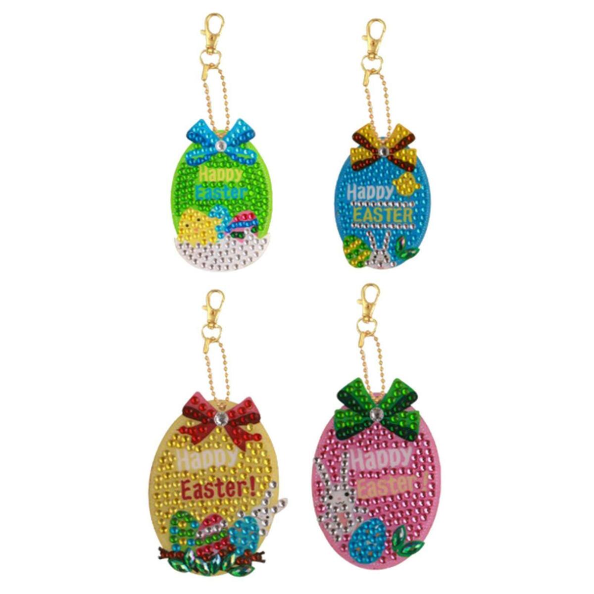 9 Count DIY Easter Egg Bunny  Keychains Set Hanging Ornament