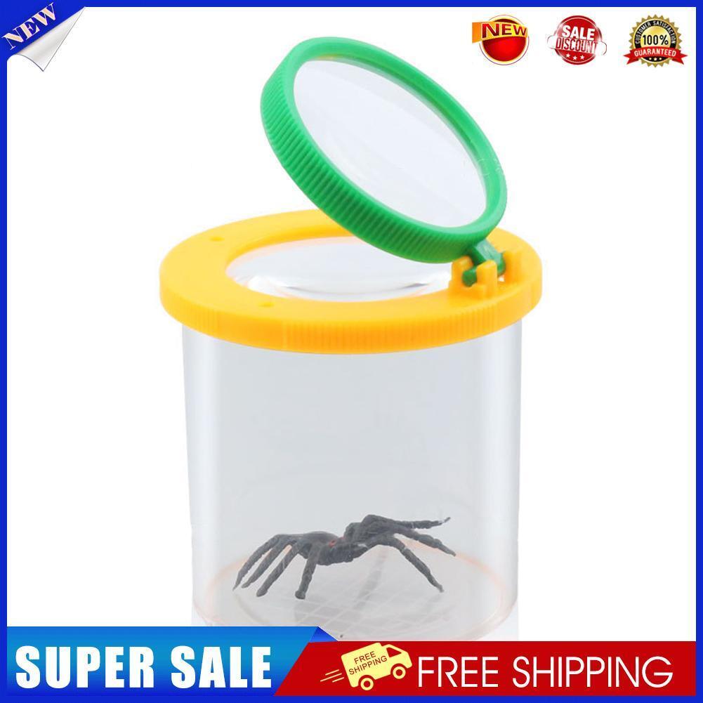 Cylindrical Crawler Spider Insect Box Magnifying Glass Magnifier (Yellow)