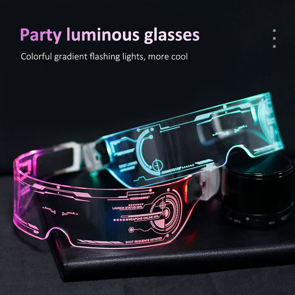 Colorful EL Wire Luminous Glasses Neon Party LED Light Up Visor Eyeglasses