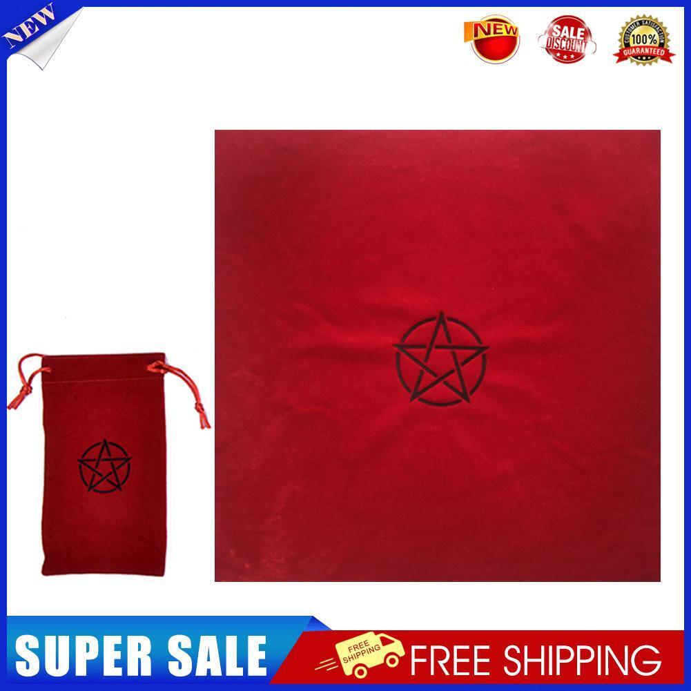 2pcs Vevet Altar Tarots Tablecloth with Bags Board Game Supplies (Red)