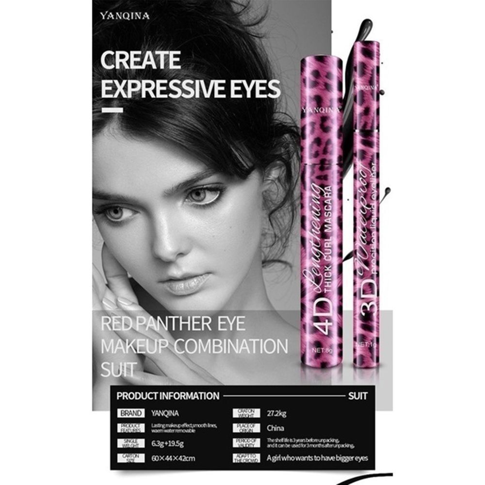 Eyelash Curling 2In1 Mascara Eyeliner Pencil Eye Makeup Tool Set Extension