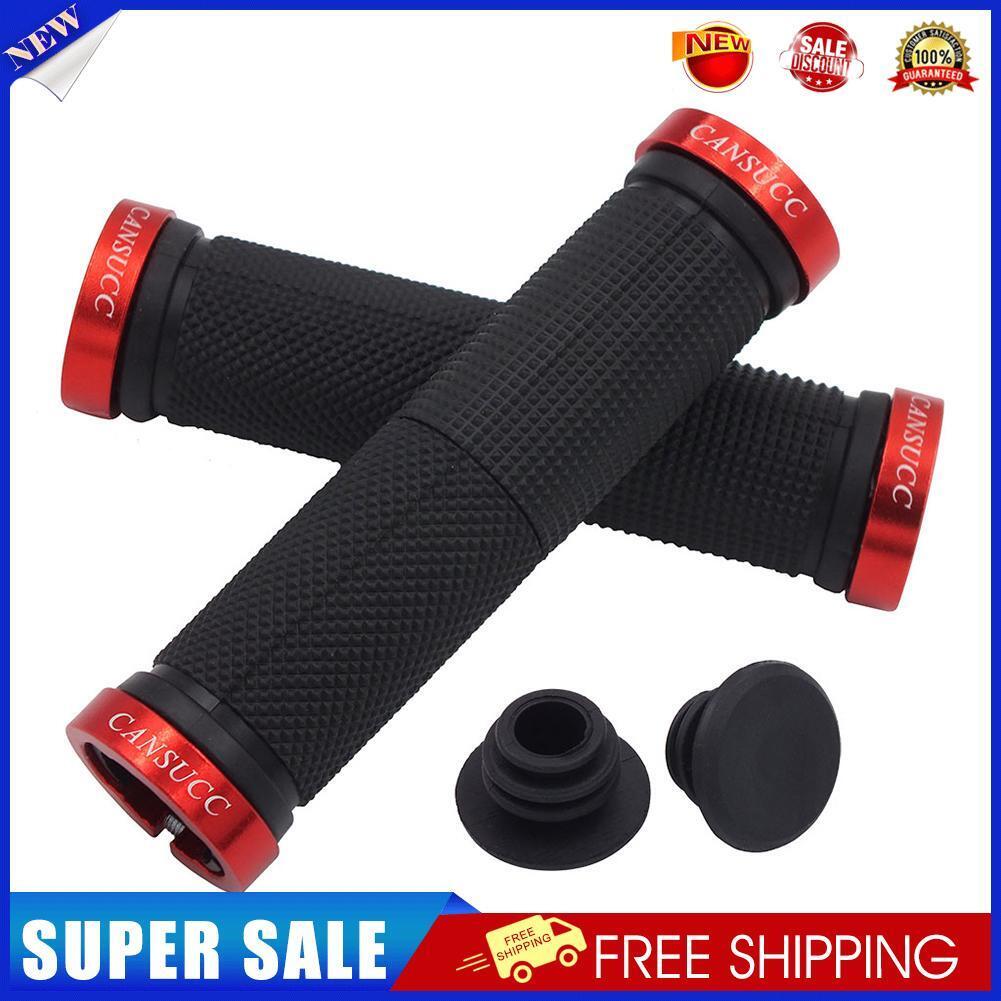 CANSUCC Rubber MTB Bike Handlebar Locking Cover w/ Plug Grip Covers (Red)