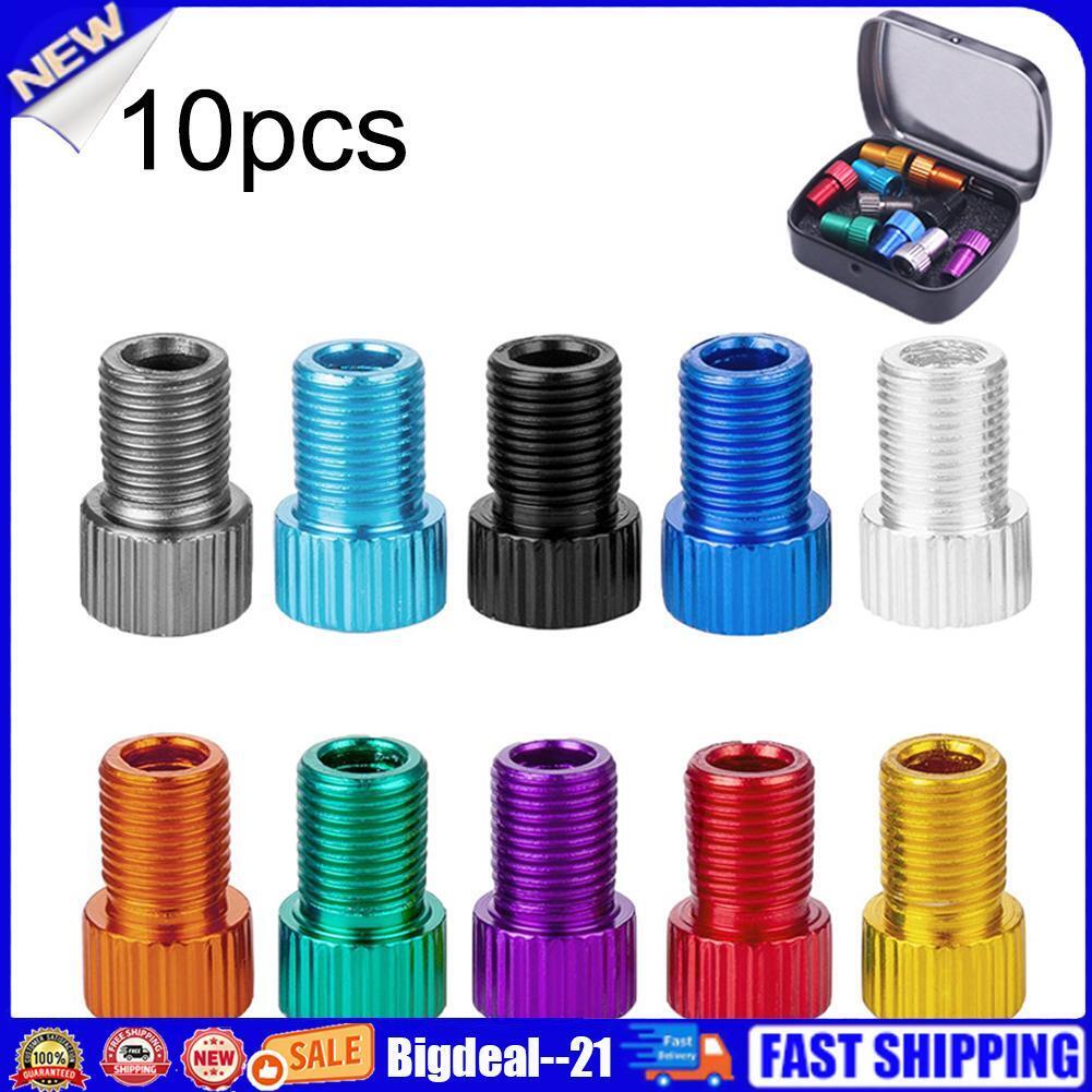 10pcs Aluminum Alloy Bicycle Valve Adapter Set American to Presta Converter