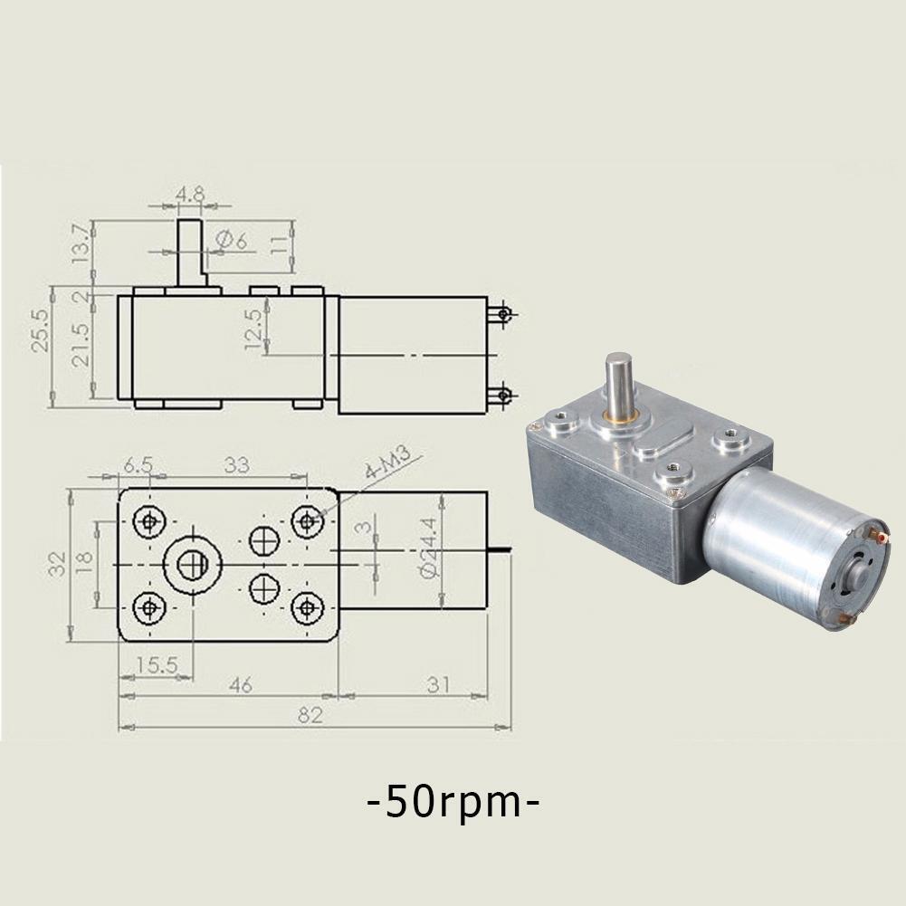 DC 12V Gear Speed Reduction Motor High Torque Turbine Geared Motor (50rpm)
