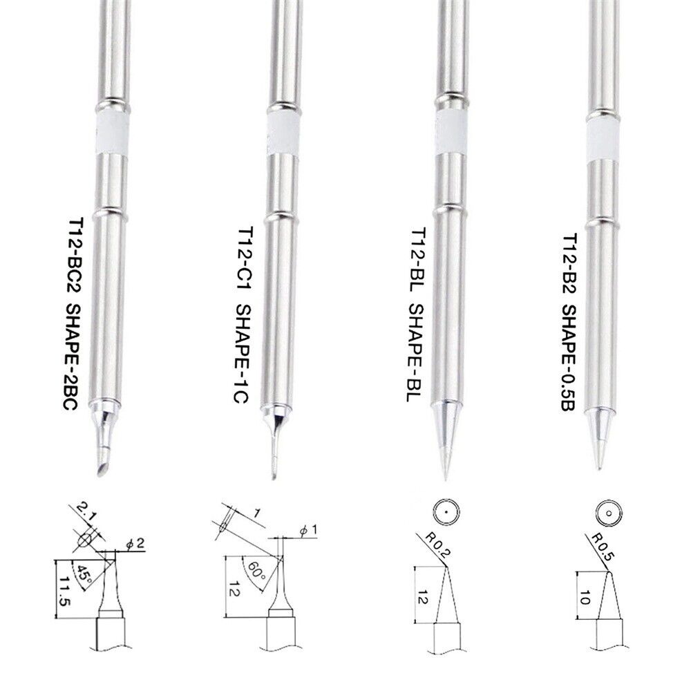 4pcs T12-BC2 T12-C1 T12-BL T12-B2 Solder Iron Tips For Welding Repair Tool New