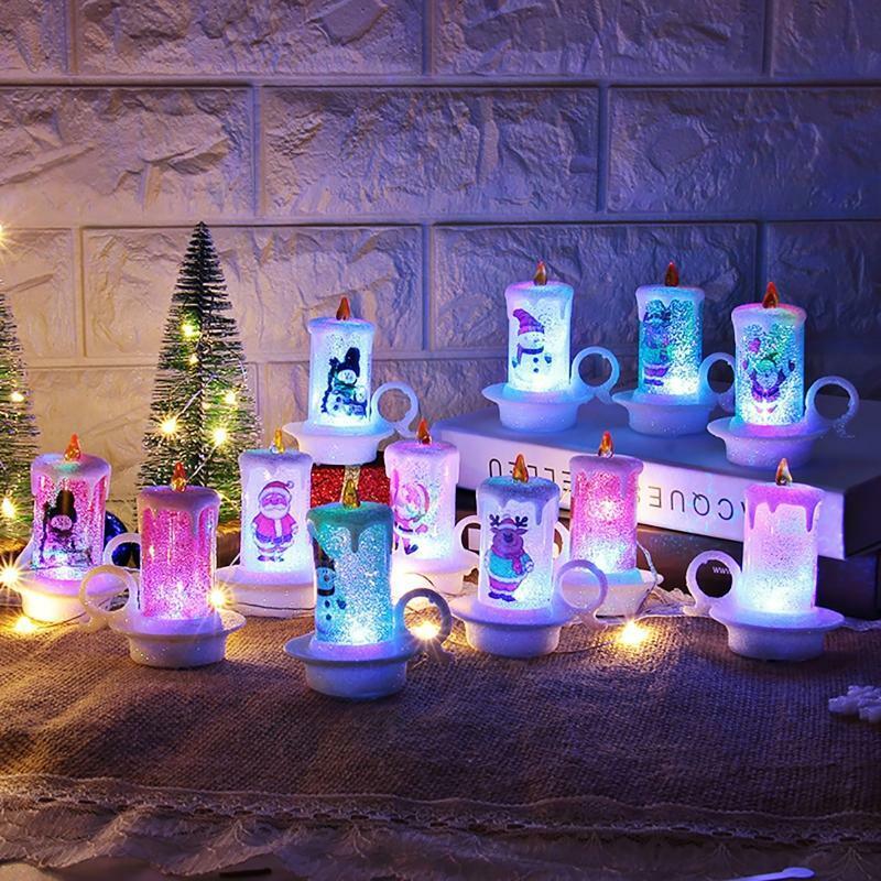 12pc Christmas Decoration Night Candle Light LED Electronic Candle Snowman Light