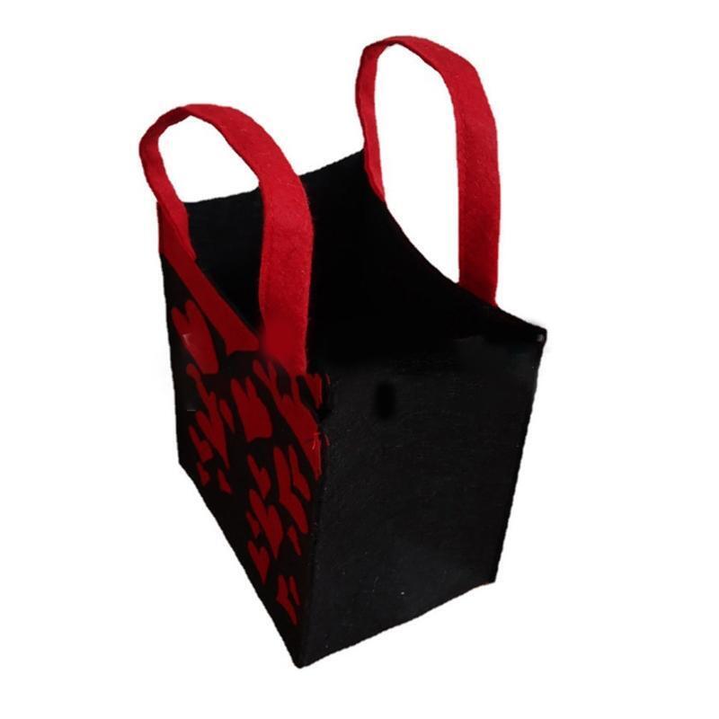 Valentines Day Gift Bag Love Heart Candy Bag with Handle Presents Cloth Handbag