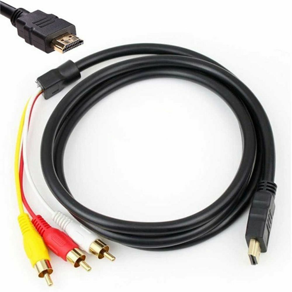 NEW 5 Feet 1080P HDTV HDMI Male to 3 RCA Audio Video AV Cable Cord Adapter
