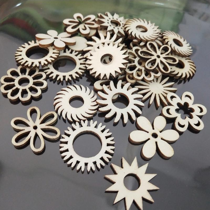 50 Pcs/Set Natural Wood Slices for Wedding Table Scatter Decorations Ornaments