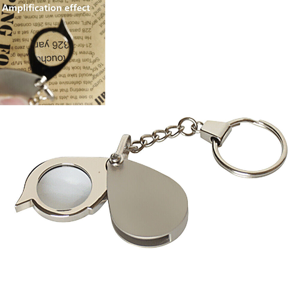 Portable 8X Folding Key Ring Magnifier with Key Chain Daily Magnifying Tool