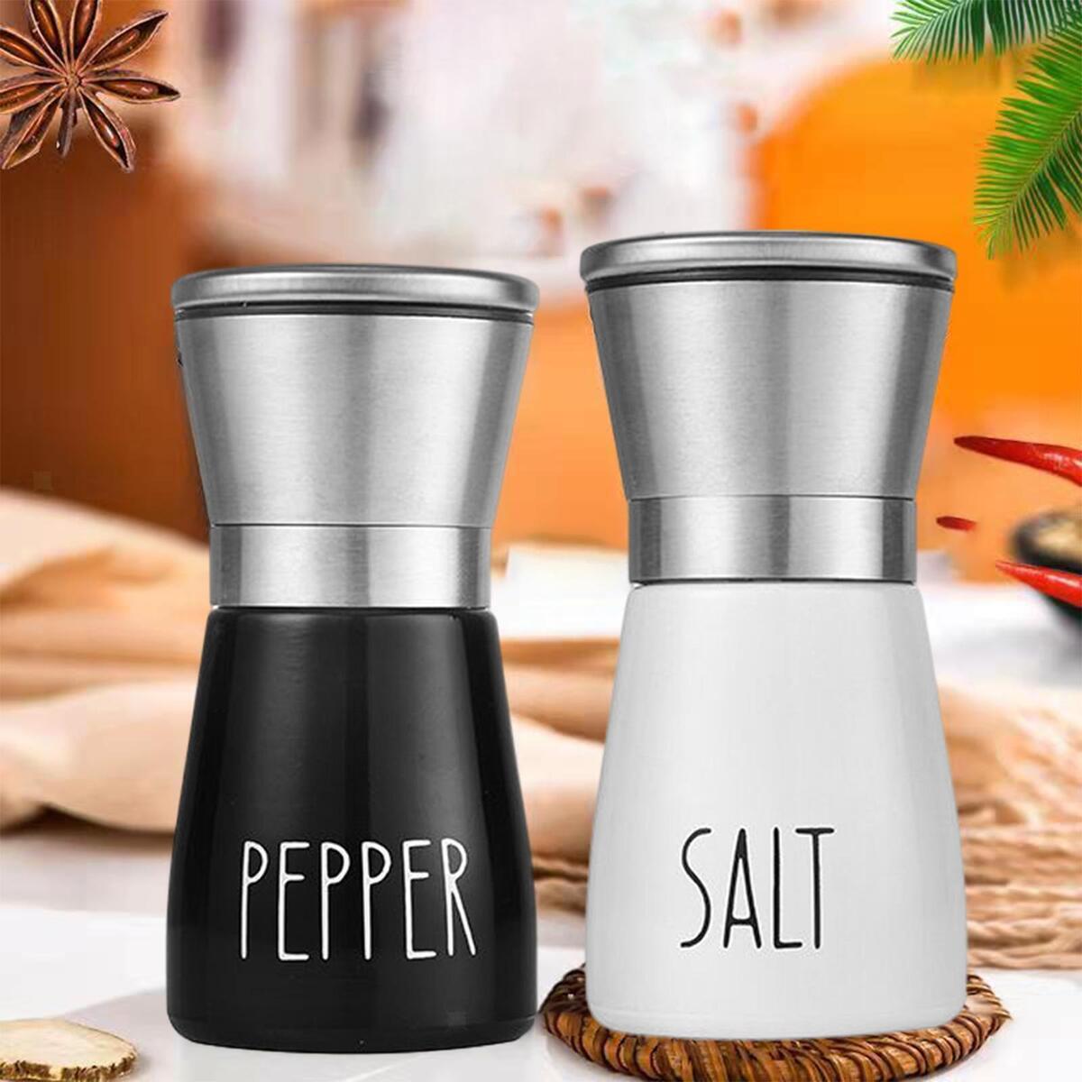 2 Pieces Salt Pepper Grinder Shakers Keep Moisture and Dust Away Easy Refill
