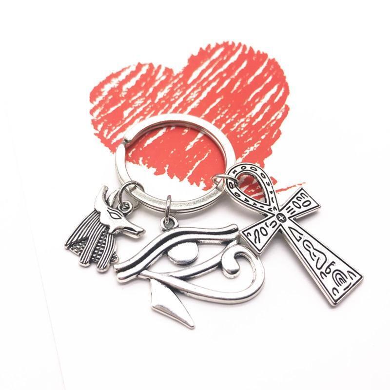 Ancient Egyptian Keyring Cross Charm Key Chain Egypt Keychain Gift for Men Women