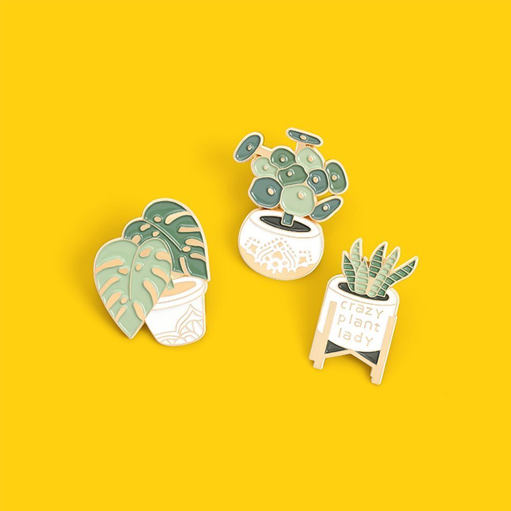 Bag Clothes Custom Potted Plant Badge Lapel Pin Crazy Plant Lady Enamel Pins