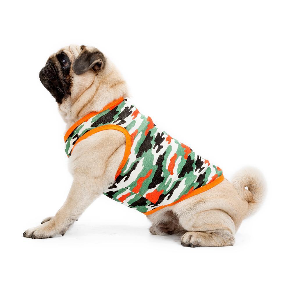 Camouflage Pet Shirt Clothes Spring Summer Dog Puppy Vest Outfit(Orange/S)