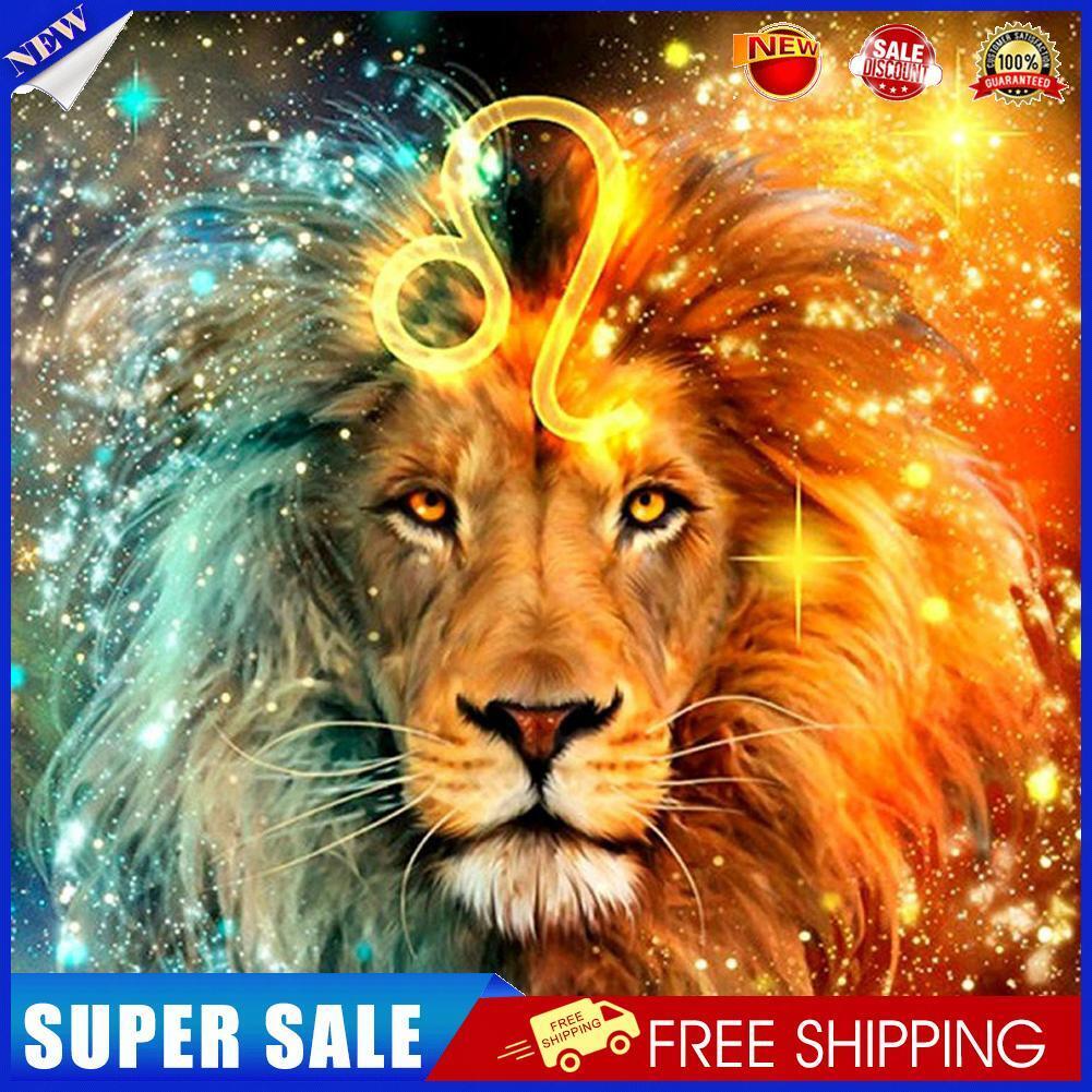 Home Handmade DIY Full Square Drill Diamond Painting 5D Lion Poster Kit