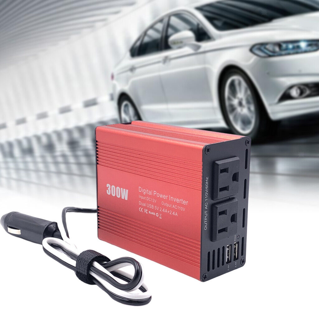 300W  Inverter 12V DC to  Dual USB Charger for Vehicles Laptop